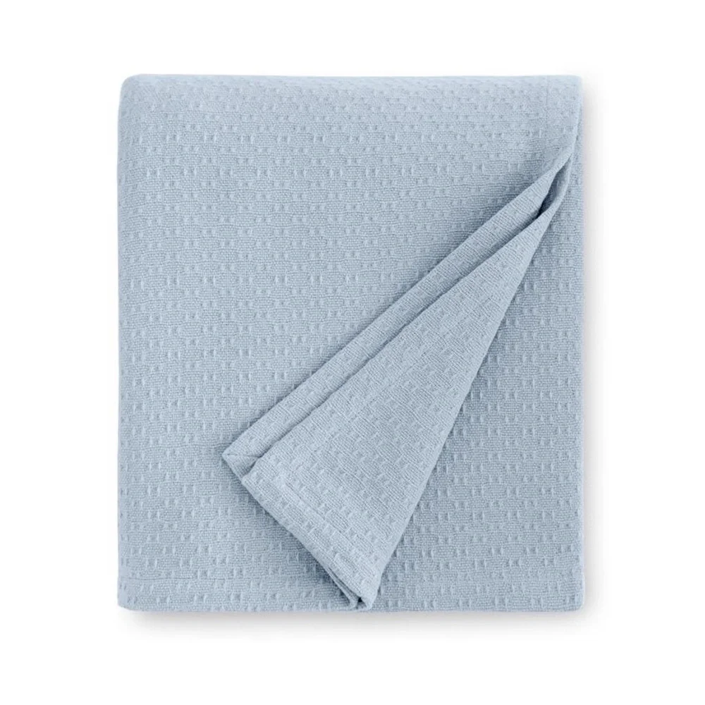 SFERRA CORINO 11416 COTTON BLANKET POWDER BLUE QUEEN/FULL SIZE NWT